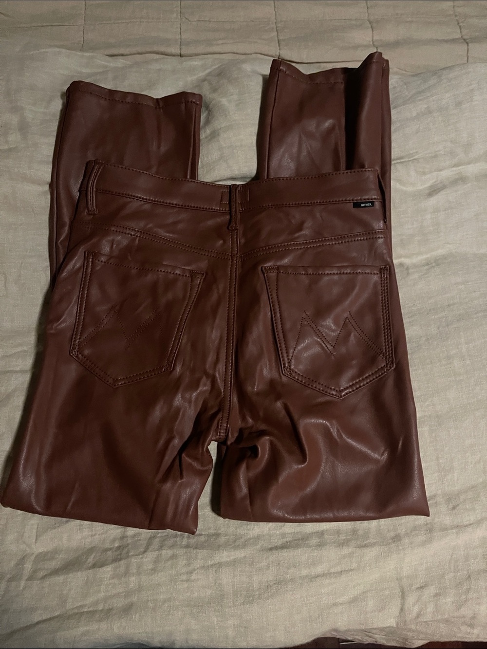 Mother Women’s Faux Leather High-Rise Jeans - Brown